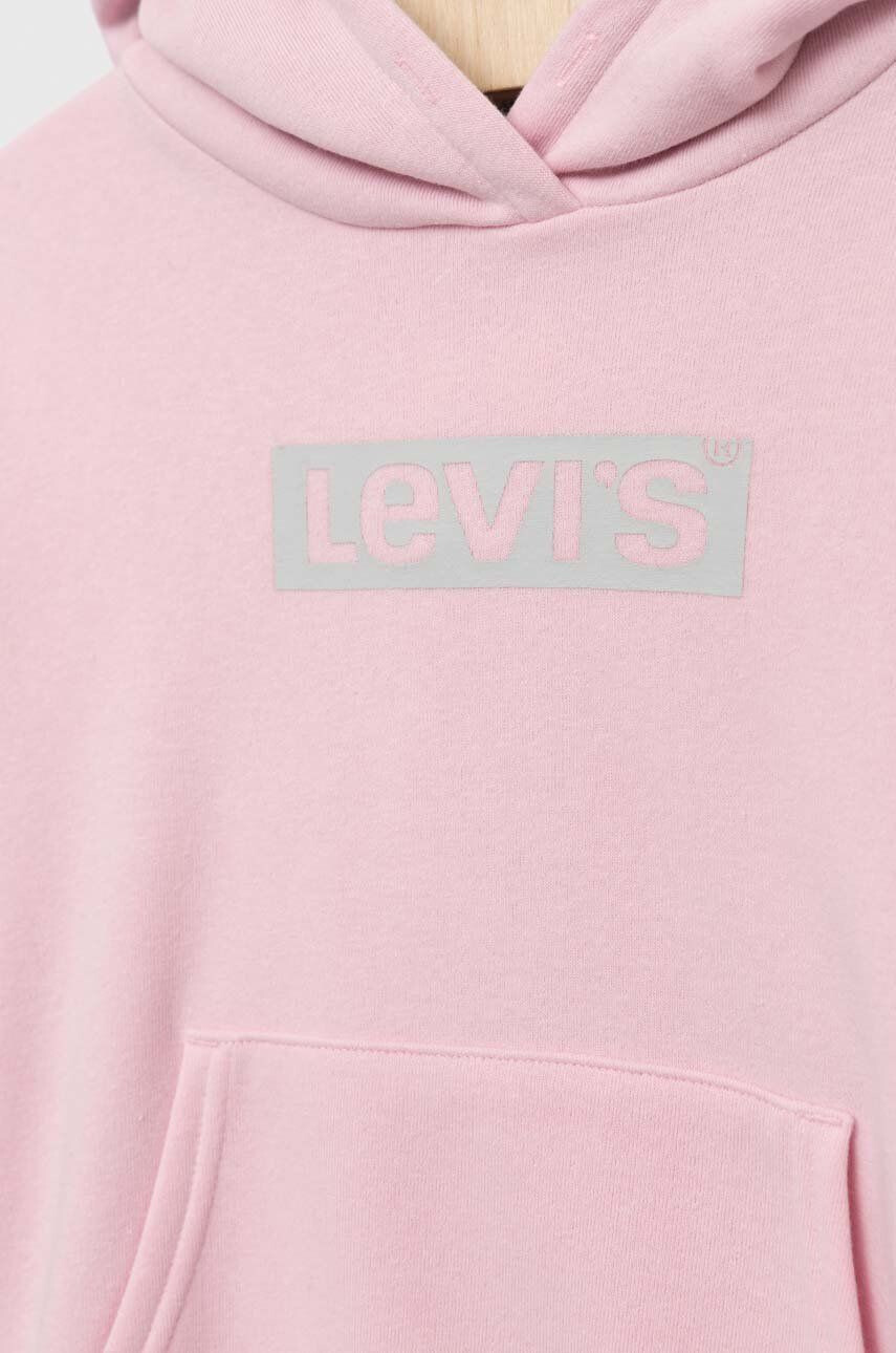 Levi's Detská mikina ružová farba s kapucňou s potlačou - Pepit.sk