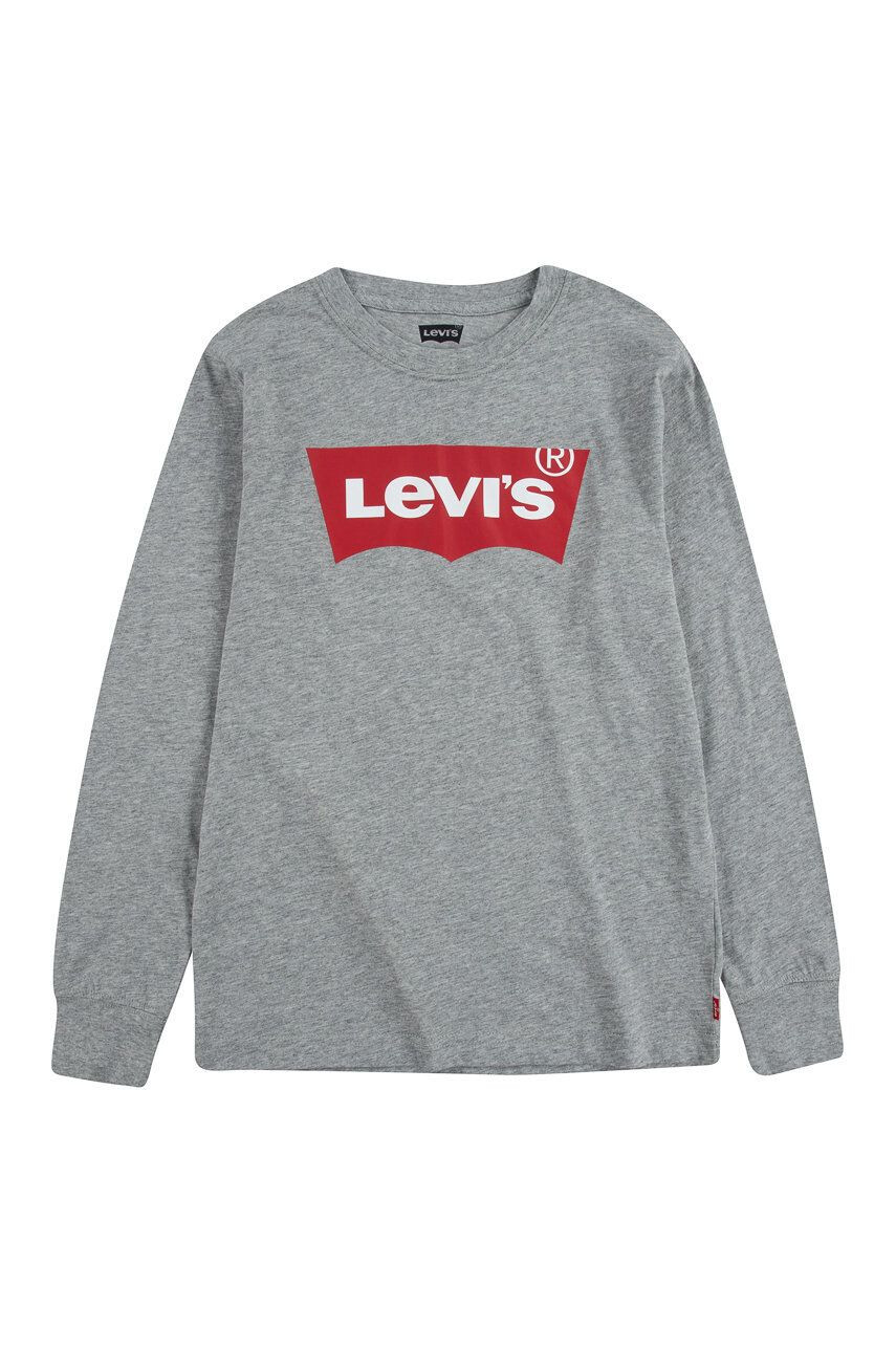 Levi's Detské tričko s dlhým rukávom šedá farba s potlačou - Pepit.sk