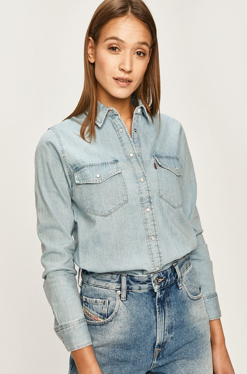 Levi's Rifľová košeľa Essential Western dámska fialová farba regular s klasickým golierom - Pepit.sk