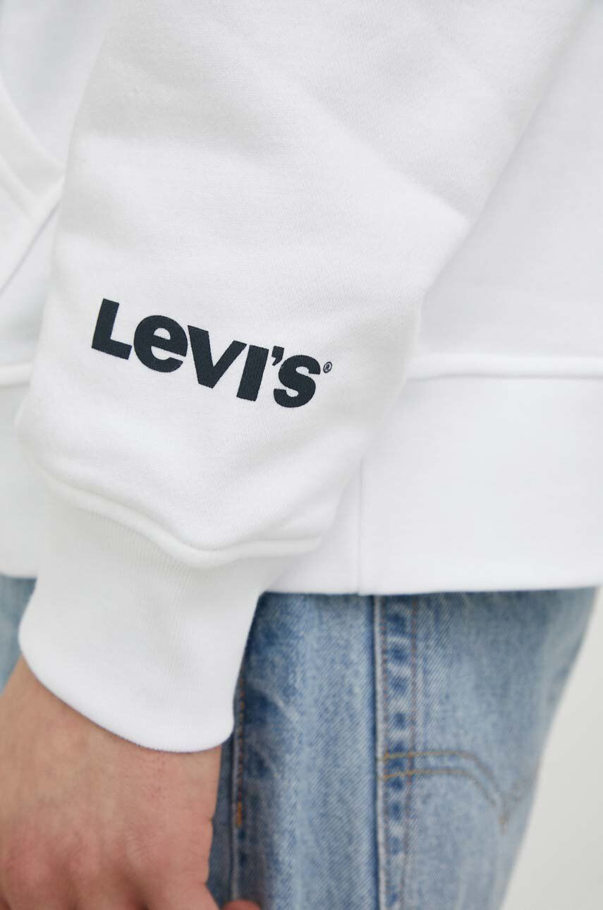 Levi's Mikina pánska biela farba s kapucňou s potlačou - Pepit.sk