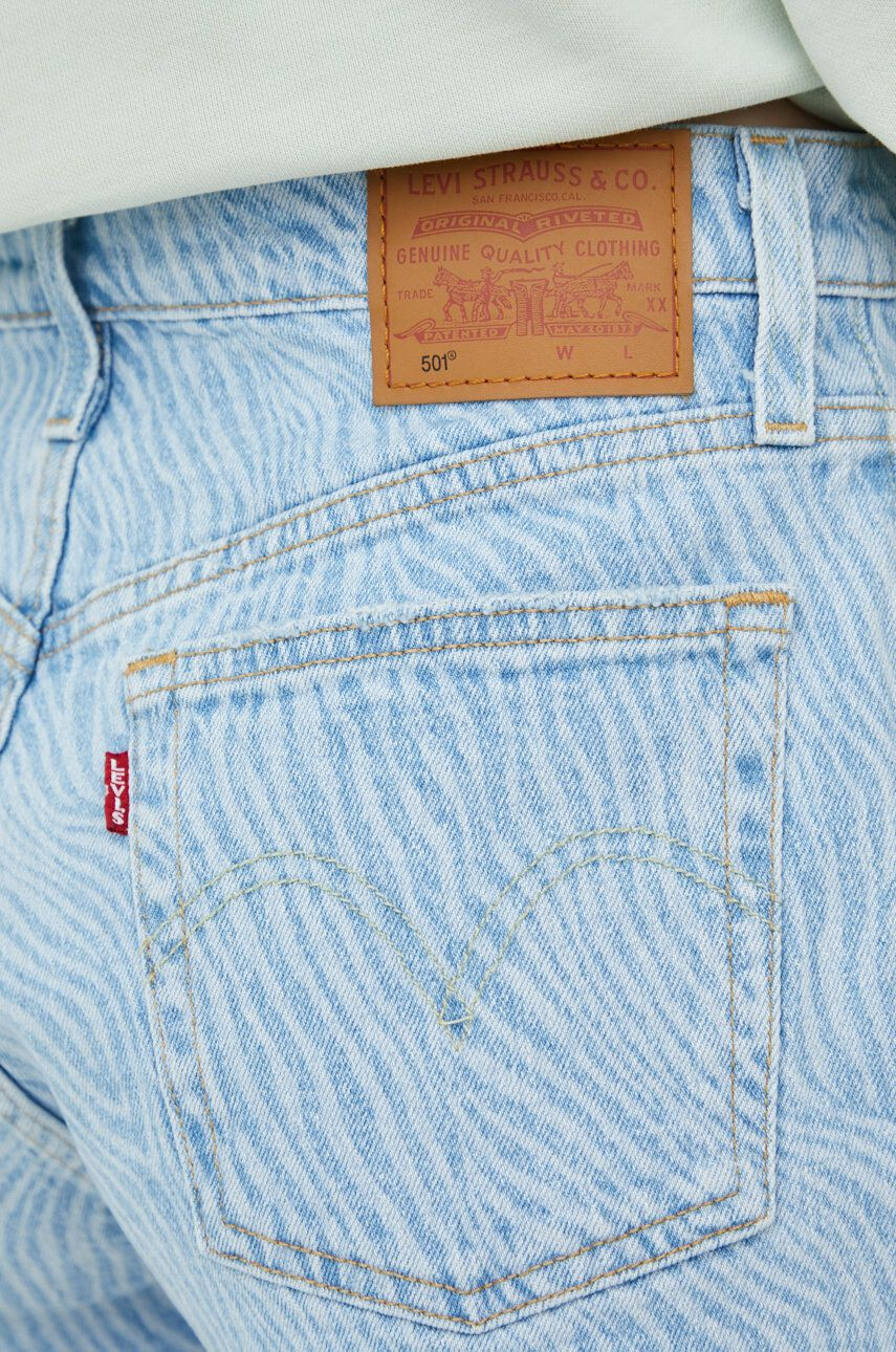 Levi's Rifľové krátke nohavice 501 Original dámske vzorované vysoký pás - Pepit.sk