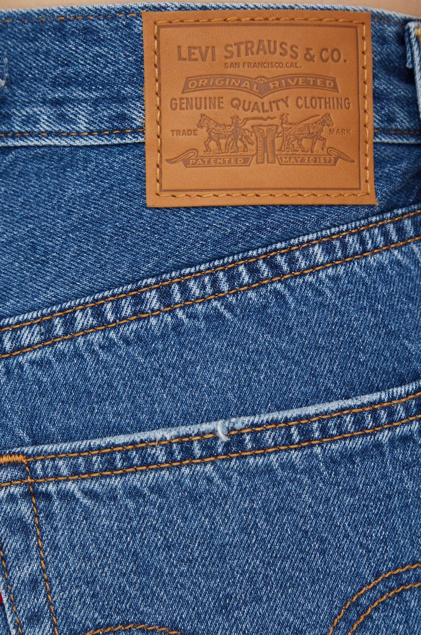 Levi's Rifľové krátke nohavice dámske jednofarebné vysoký pás - Pepit.sk