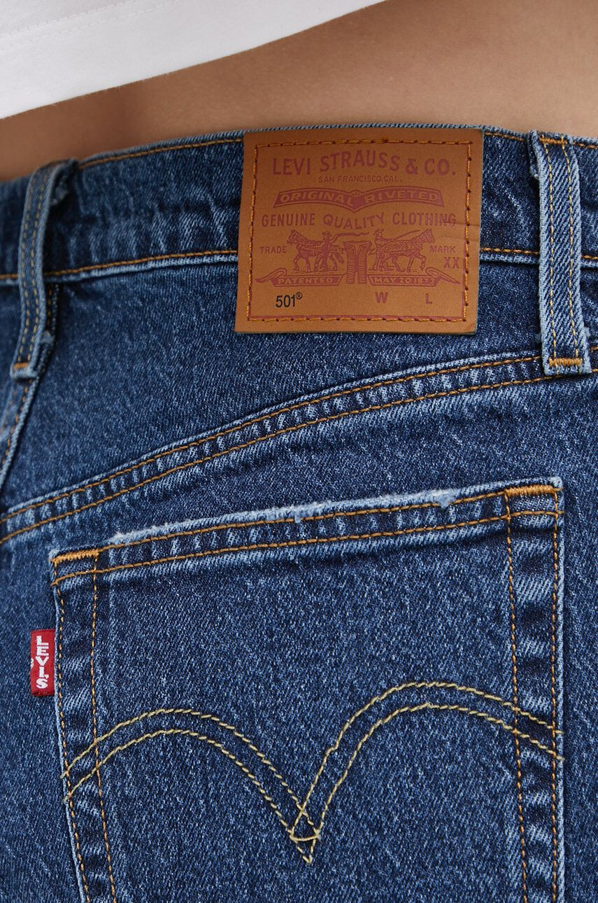 Levi's Rifľové krátke nohavice 56327.0243-Neutrals dámske biela farba jednofarebné vysoký pás - Pepit.sk