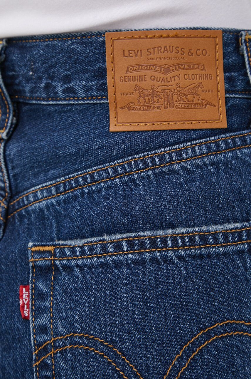 Levi's Rifľové krátke nohavice dámske tmavomodrá farba jednofarebné vysoký pás - Pepit.sk