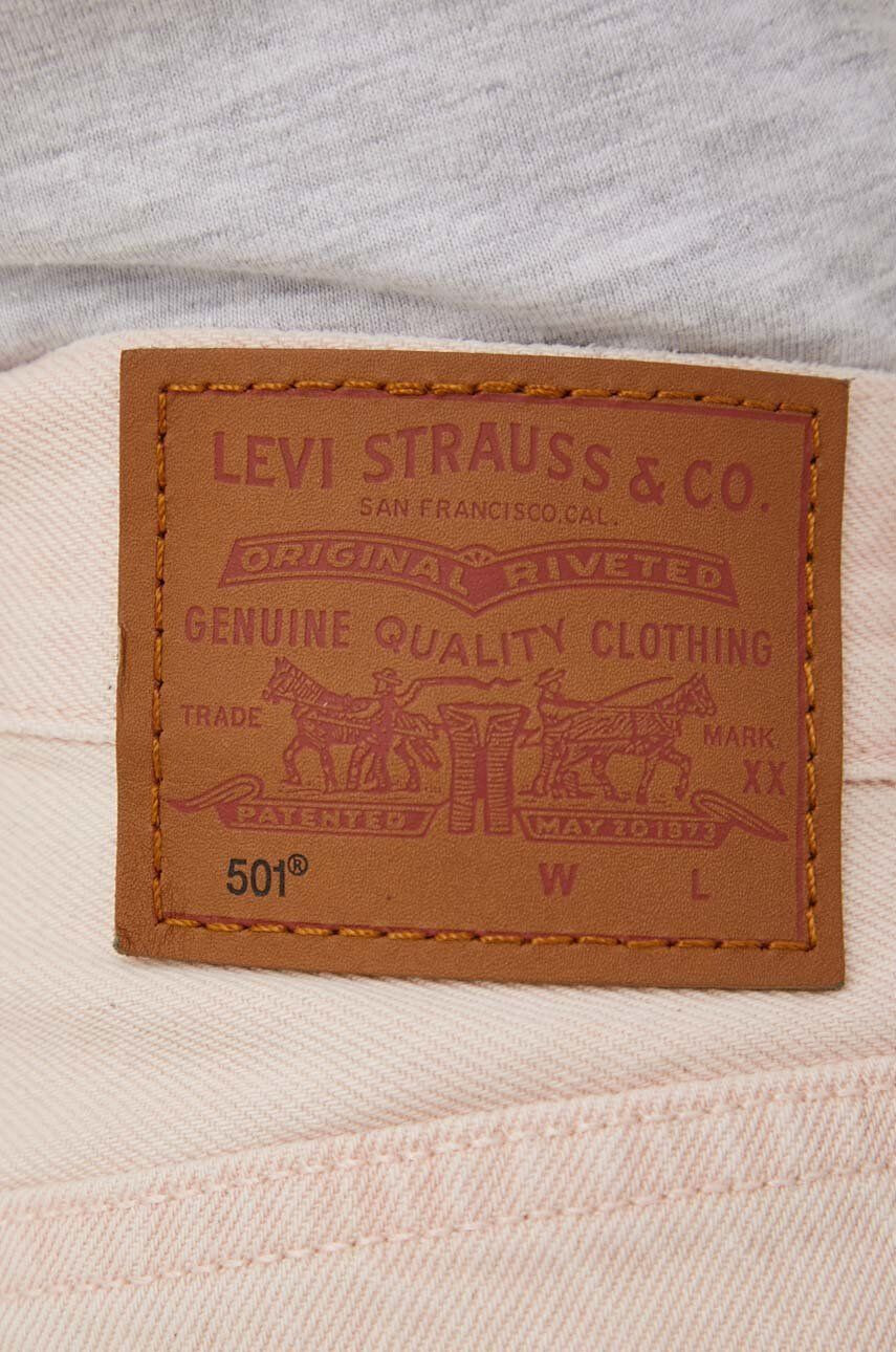 Levi's Rifľové krátke nohavice dámske ružová farba jednofarebné vysoký pás - Pepit.sk