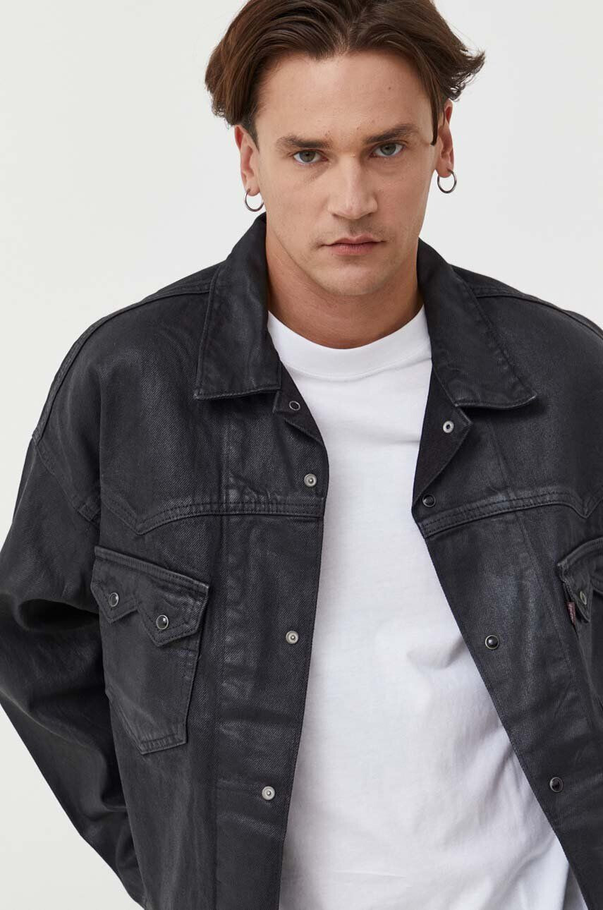 Levi's Bavlnená bunda čierna farba prechodná oversize - Pepit.sk