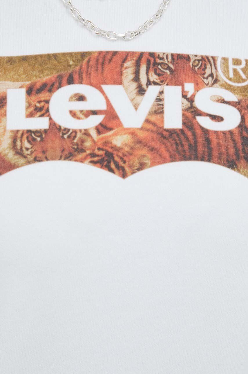 Levi's Bavlnená mikina dámska biela farba s potlačou - Pepit.sk