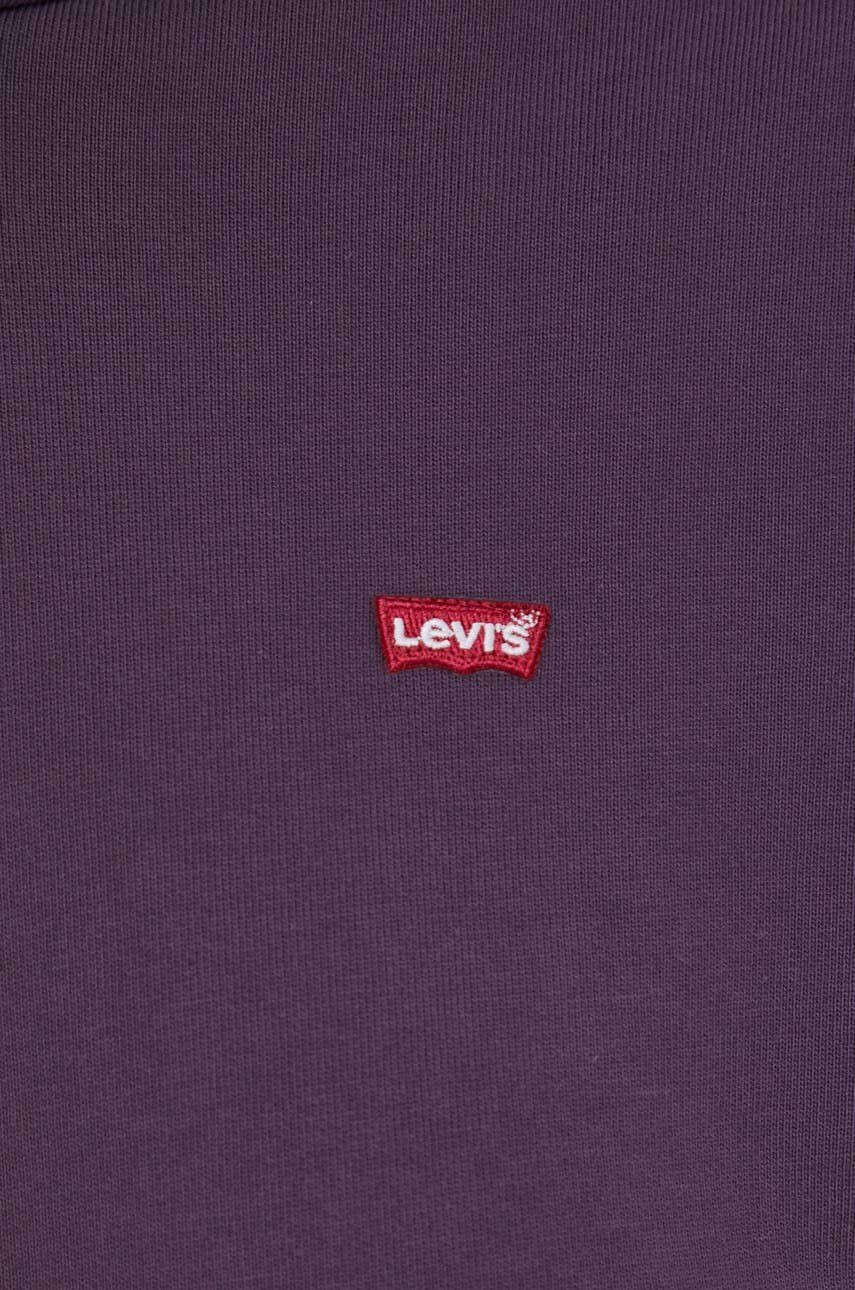 Levi's Bavlnená mikina dámska fialová farba s kapucňou jednofarebná - Pepit.sk