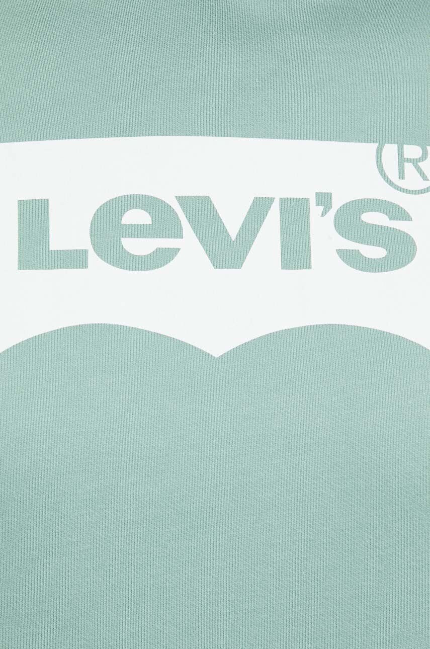 Levi's Bavlnená mikina dámska zelená farba s kapucňou s potlačou - Pepit.sk