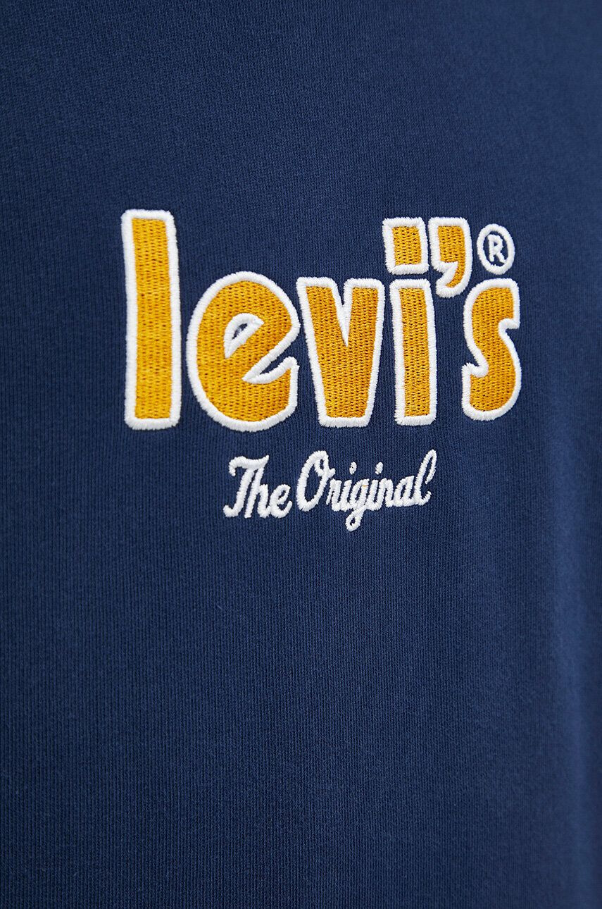 Levi's Bavlnená mikina 38479.0179-Blues Pánska tmavomodrá farba s kapucňou s nášivkou - Pepit.sk