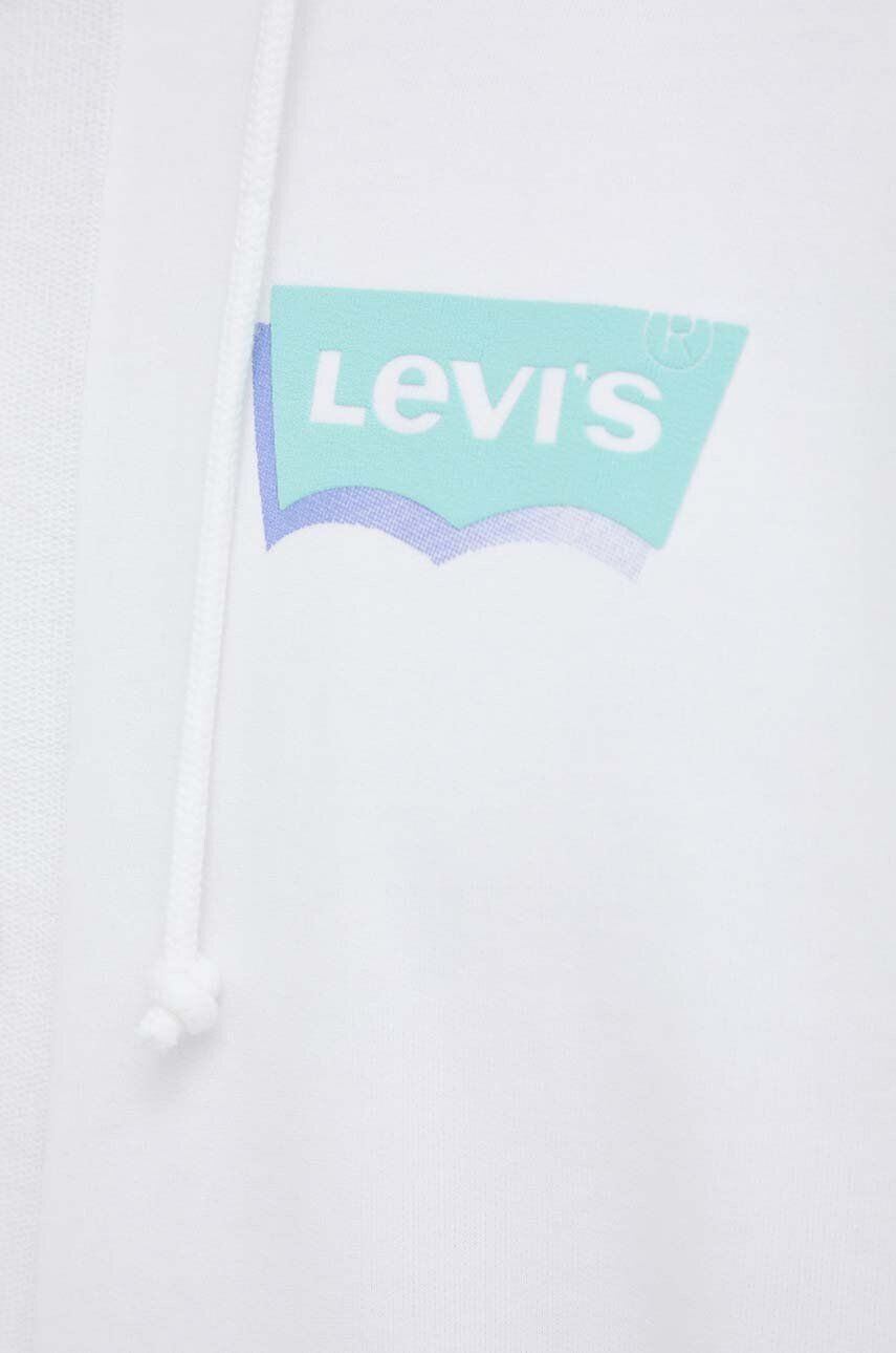 Levi's Bavlnená mikina pánska biela farba s kapucňou s potlačou - Pepit.sk