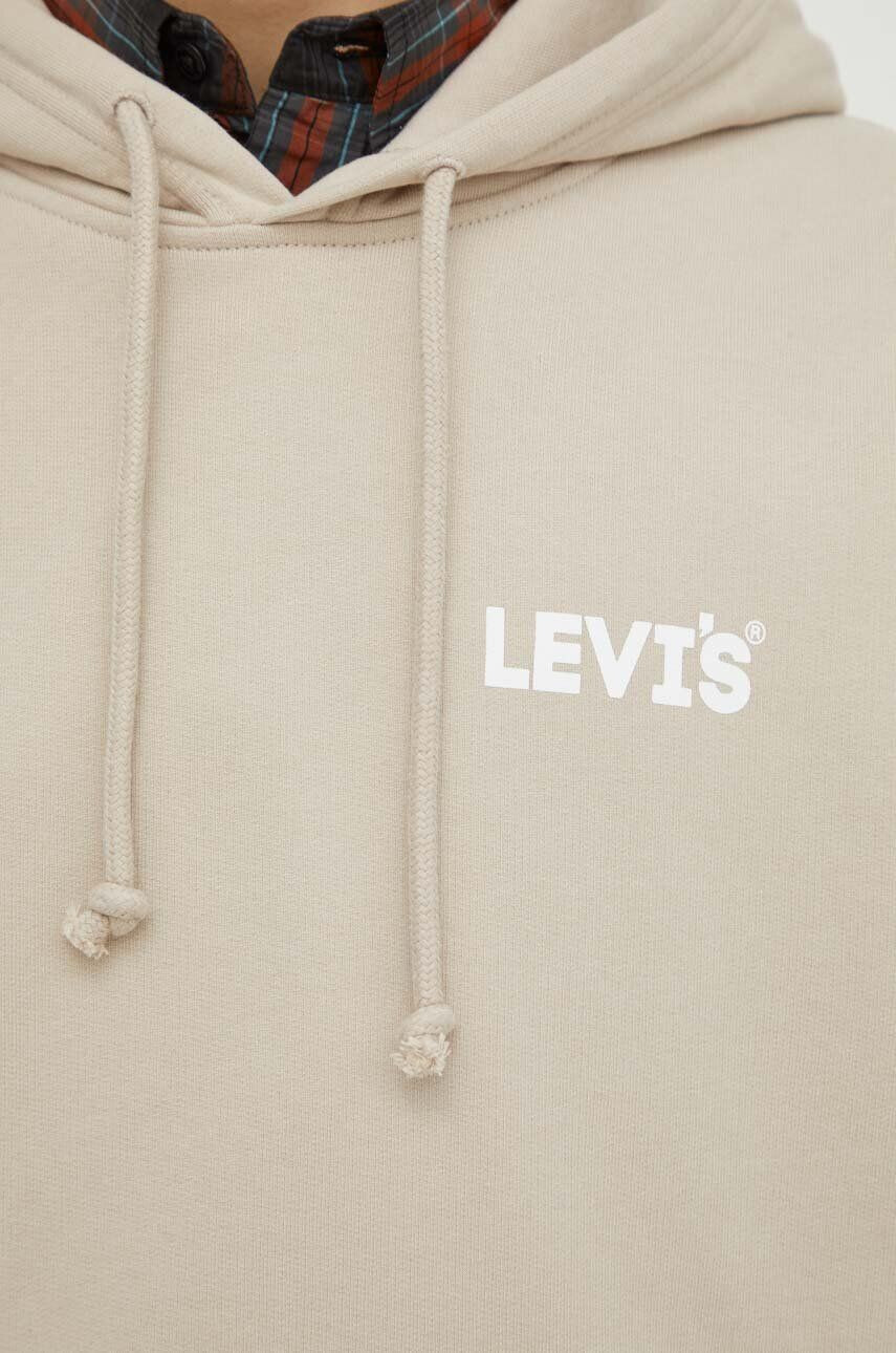 Levi's Bavlnená mikina pánska béžová farba s kapucňou melanžová - Pepit.sk