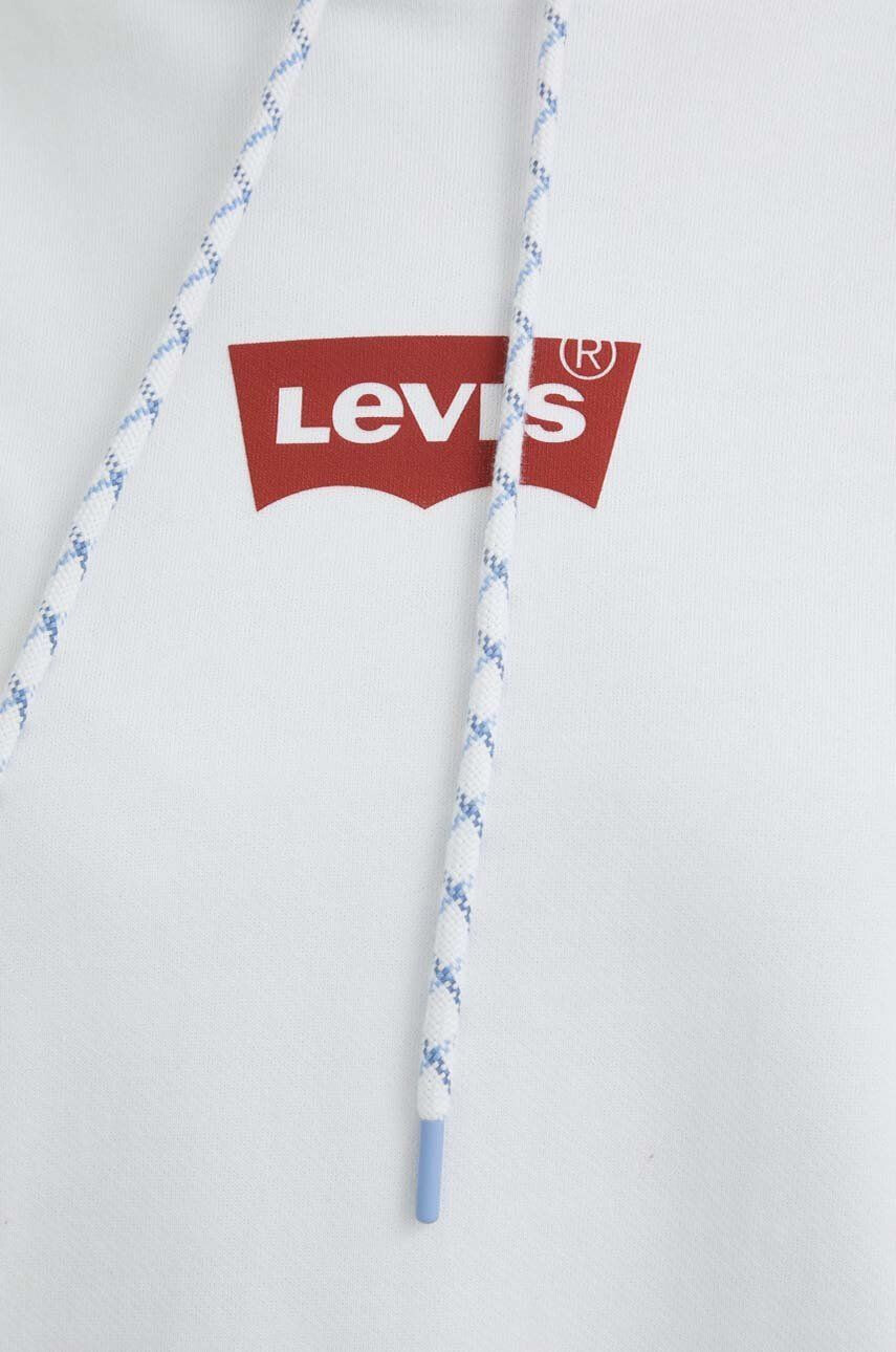 Levi's Bavlnená mikina dámska biela farba s kapucňou s potlačou - Pepit.sk