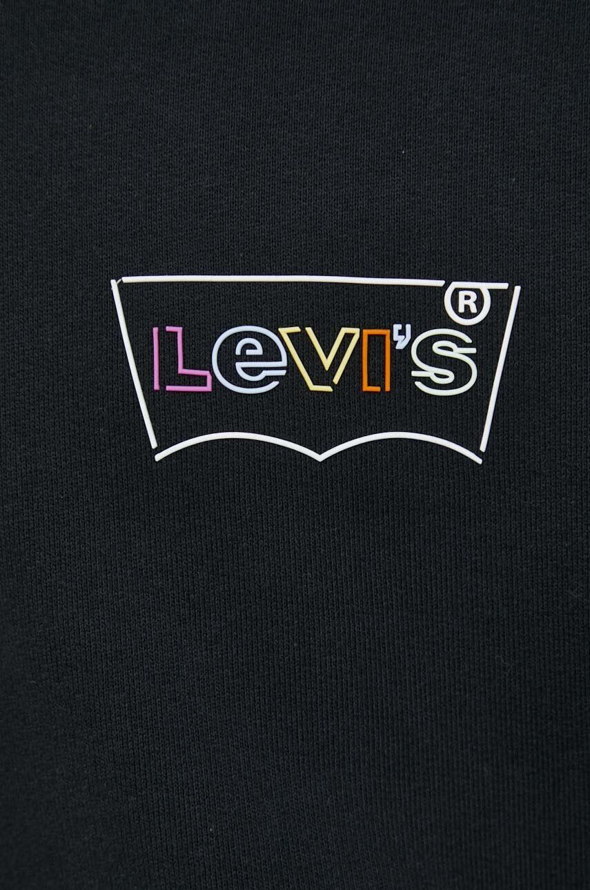 Levi's Bavlnená mikina pánska čierna farba s kapucňou s nášivkou - Pepit.sk