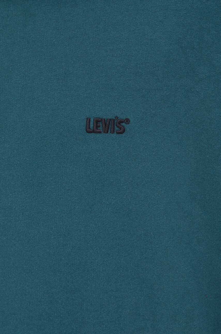 Levi's Bavlnená mikina Gold Tab pánska tyrkysová farba s kapucňou jednofarebná - Pepit.sk