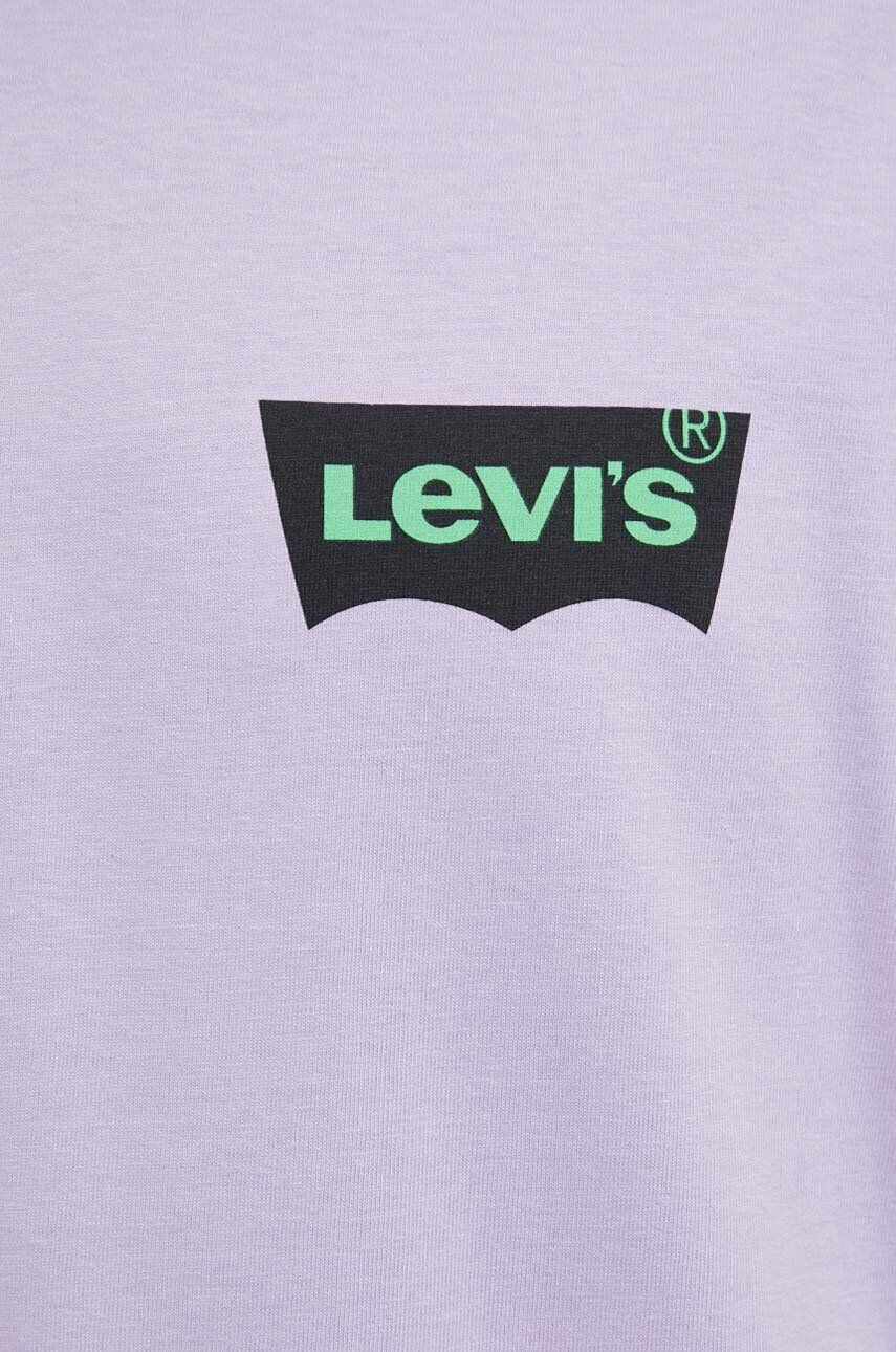 Levi's Bavlnené tričko fialová farba s potlačou - Pepit.sk