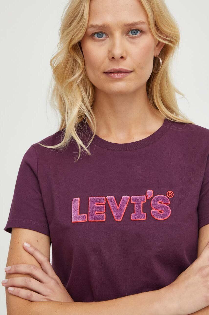 Levi's Bavlnené tričko fialová farba - Pepit.sk