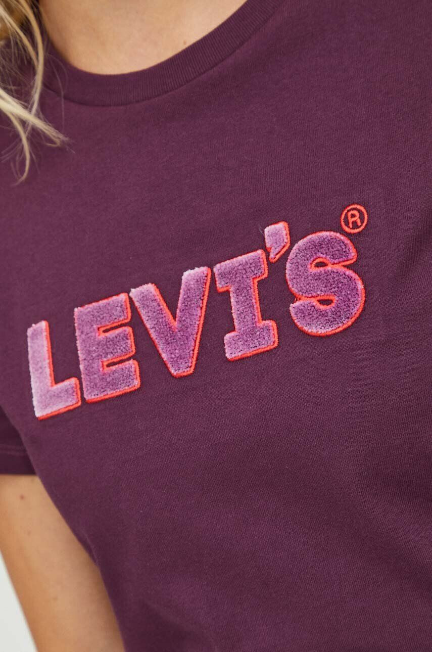 Levi's Bavlnené tričko fialová farba - Pepit.sk