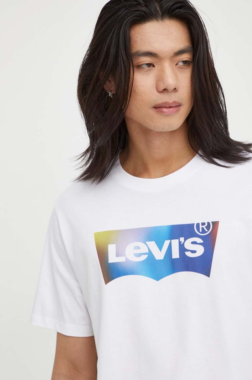 Levi's Bavlnené tričko pánsky oranžová farba s potlačou - Pepit.sk