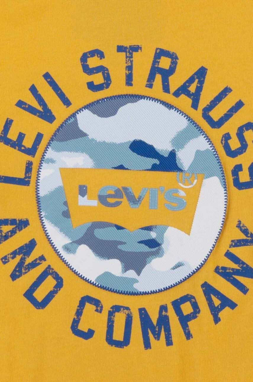 Levi's Detská bavlnená košeľa s dlhým rukávom žltá farba s potlačou - Pepit.sk