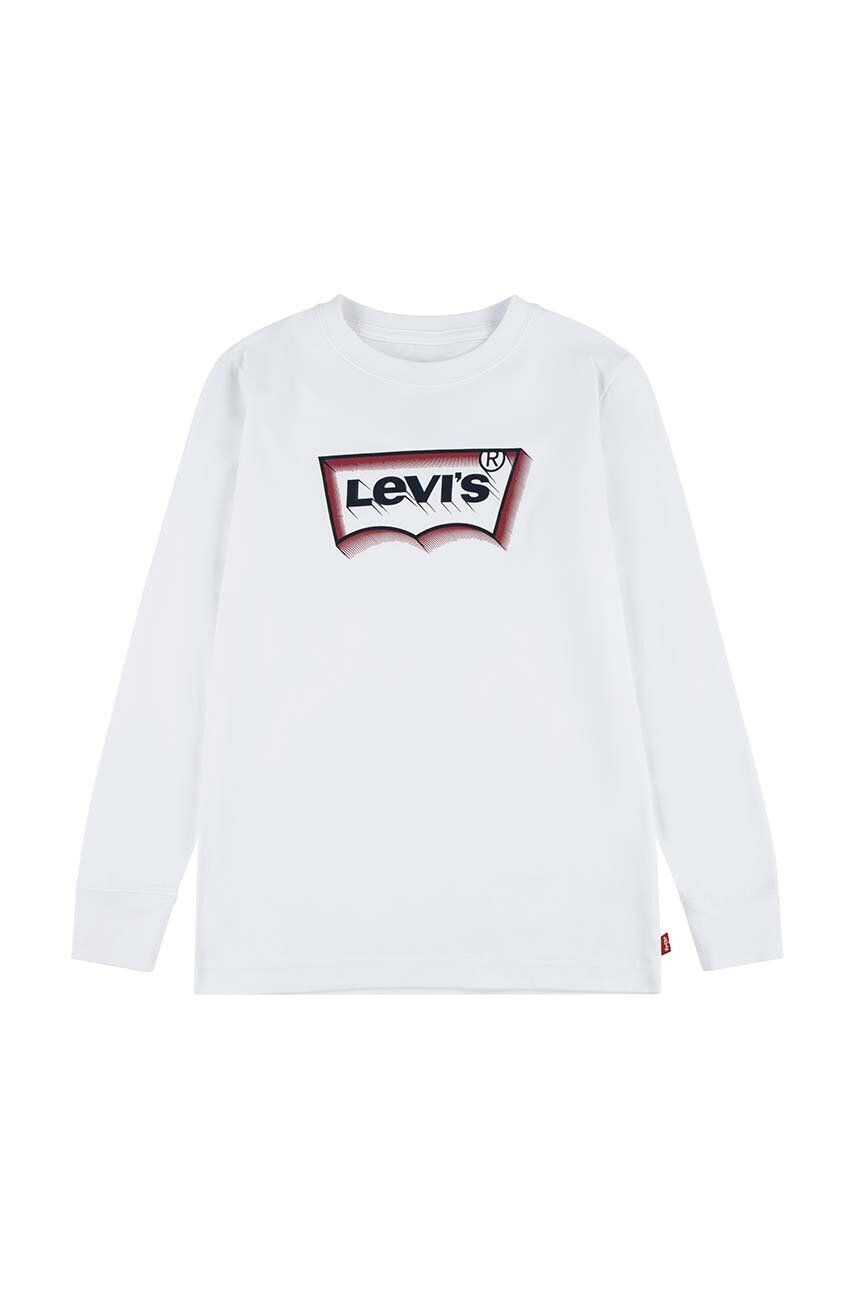 Levi's Detská bavlnená košeľa s dlhým rukávom biela farba s potlačou - Pepit.sk