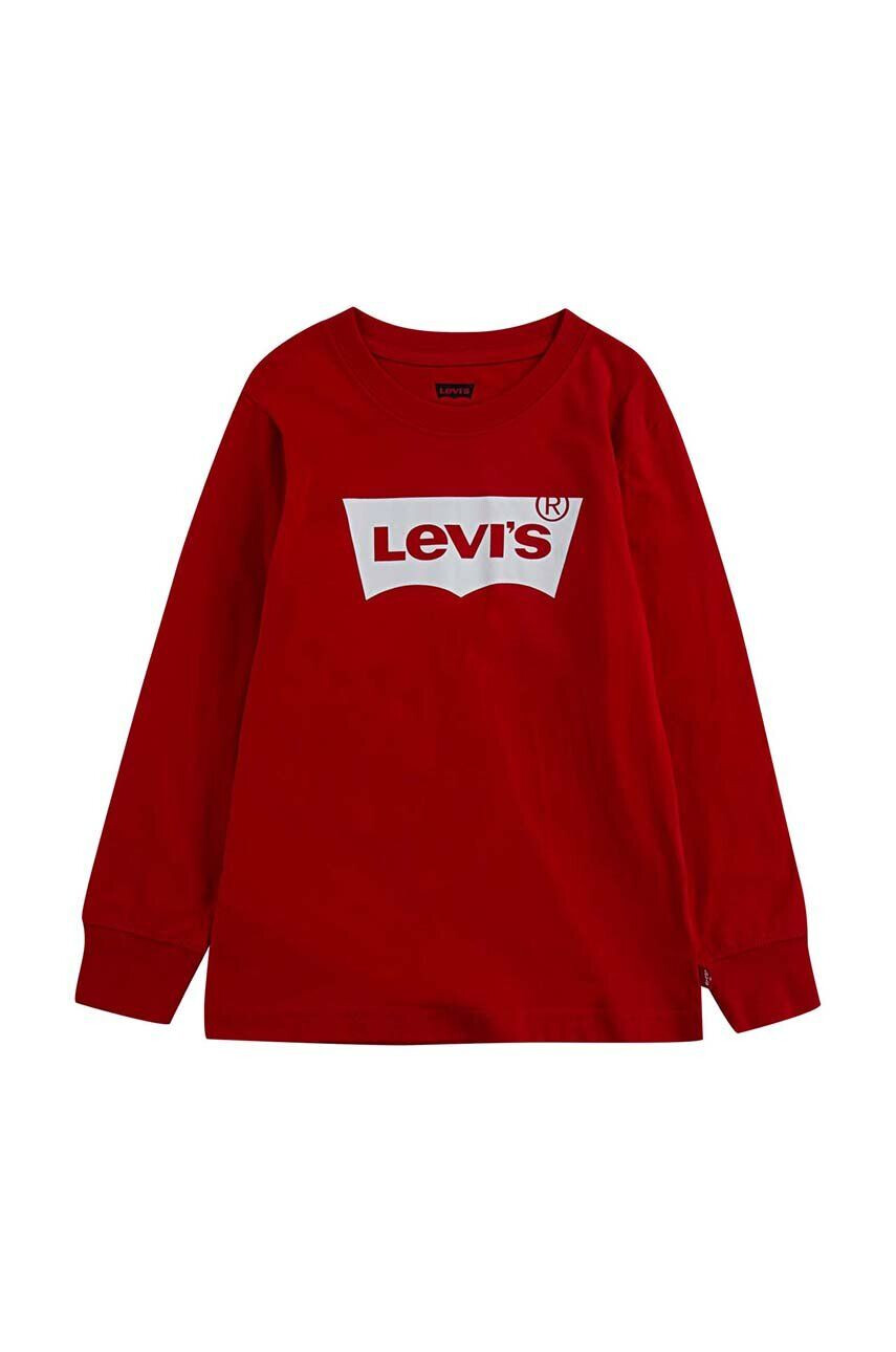 Levi's Detské tričko s dlhým rukávom červená farba s potlačou - Pepit.sk