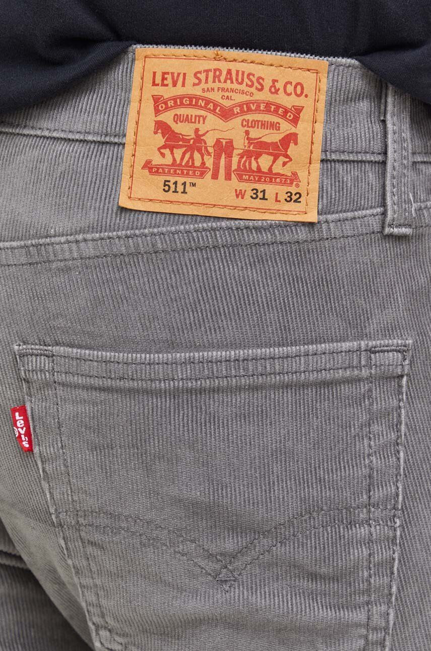 Levi's Manšestrové nohavice 511 SLIM šedá farba priliehavé - Pepit.sk