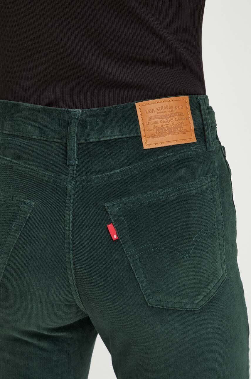 Levi's Manšestrové nohavice 724 HIGH RISE STRAIGHT zelená farba rovné vysoký pás - Pepit.sk