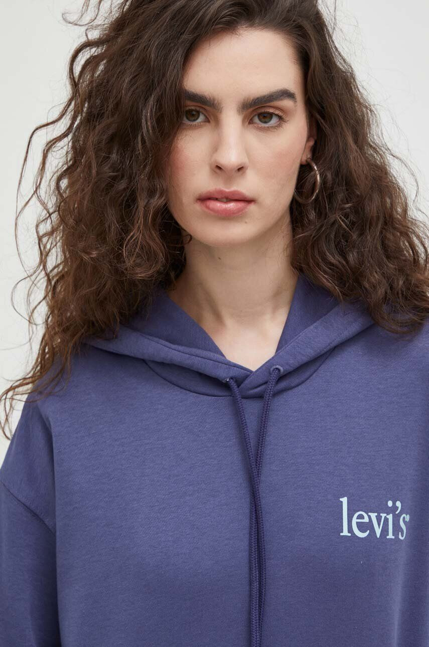 Levi's Mikina dámska tmavomodrá farba s kapucňou s potlačou - Pepit.sk