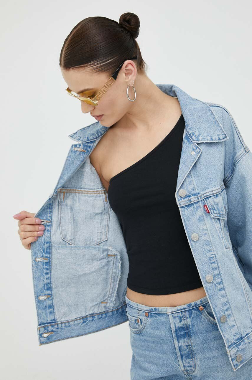 Levi's Rifľová bunda pánska tmavomodrá farba prechodná oversize - Pepit.sk