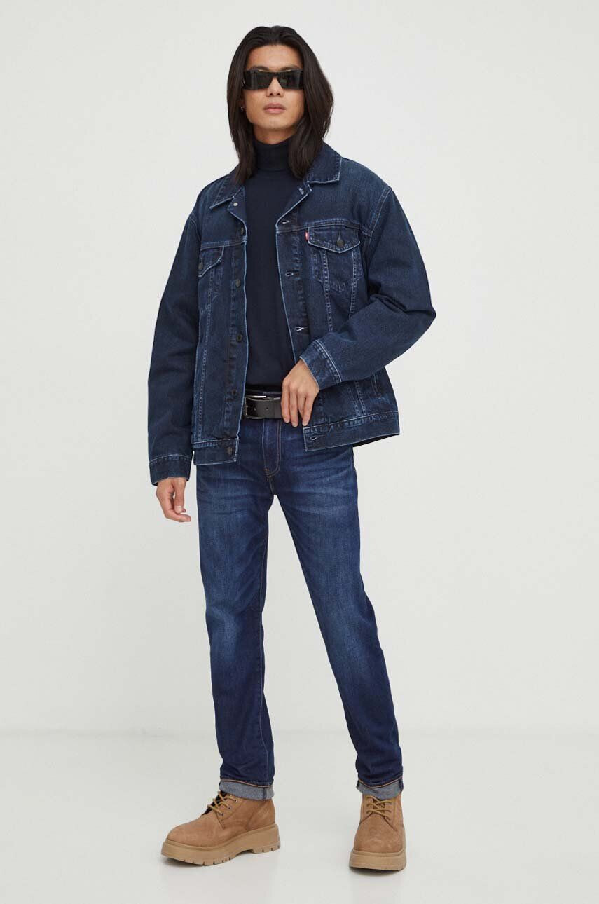 Levi's Rifľová bunda pánska tmavomodrá farba prechodná oversize - Pepit.sk