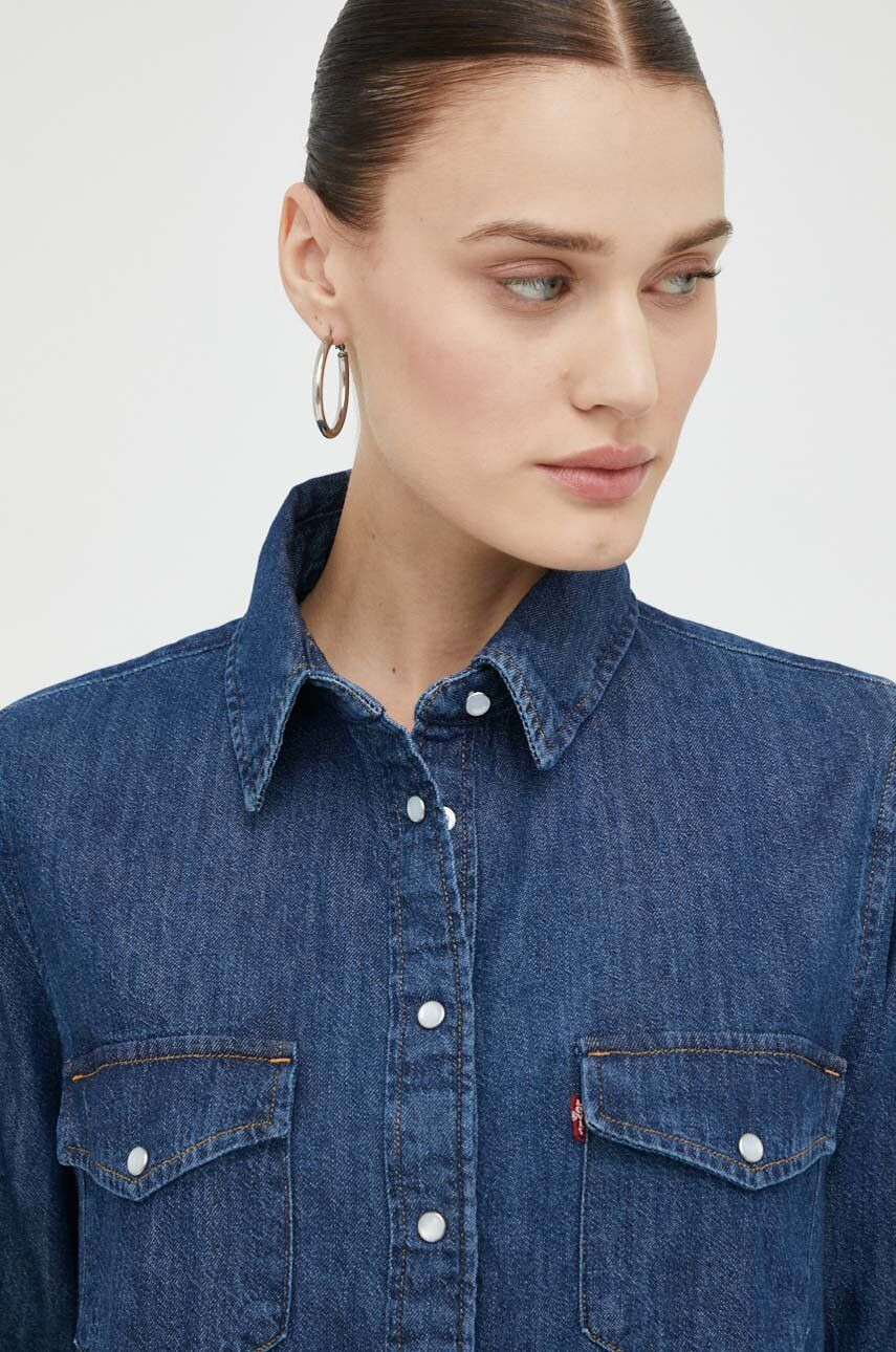 Levi's Rifľová košeľa dámska tmavomodrá farba regular s klasickým golierom - Pepit.sk