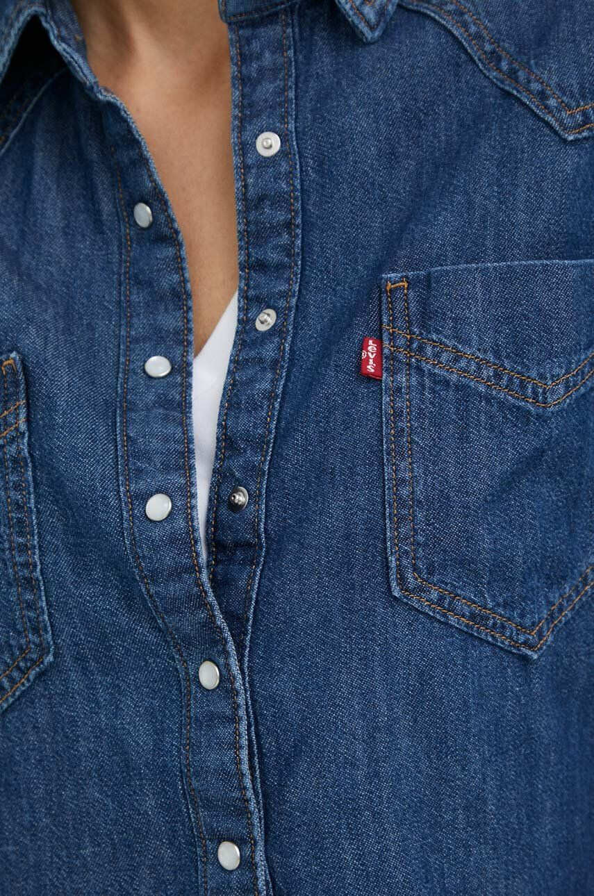 Levi's Rifľová košeľa dámska tmavomodrá farba voľný strih s klasickým golierom - Pepit.sk