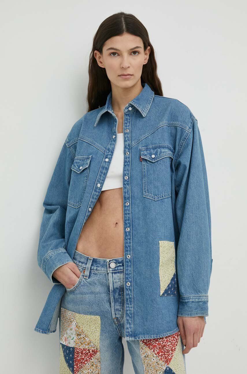 Levi's Rifľová košeľa dámska voľný strih s klasickým golierom - Pepit.sk