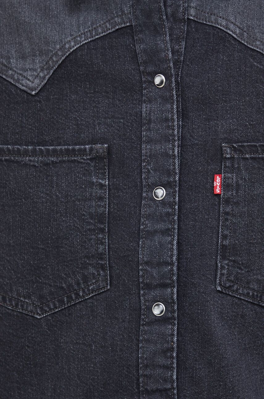 Levi's Rifľová košeľa dámska čierna farba regular s klasickým golierom - Pepit.sk