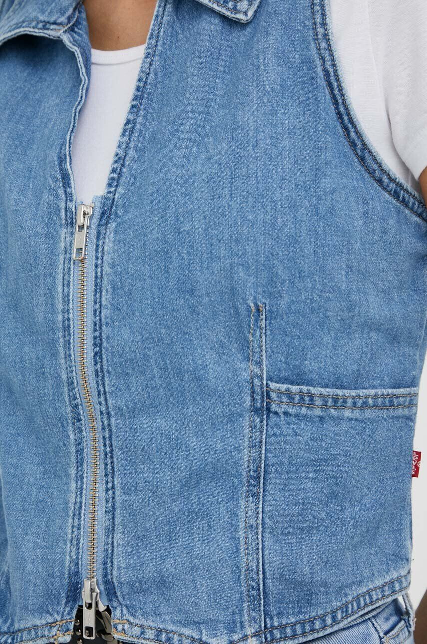 Levi's Rifľová vesta dámsky biela farba prechodný - Pepit.sk