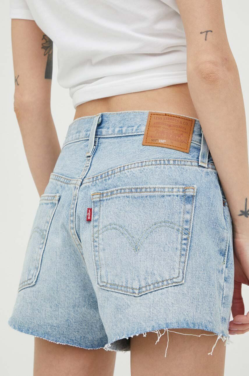 Levi's Rifľové krátke nohavice 501 dámske s nášivkou vysoký pás - Pepit.sk