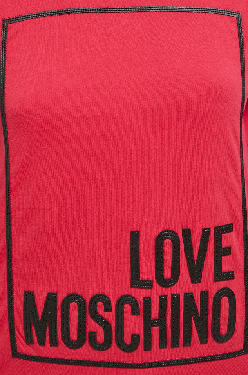 Love Moschino Bavlnené tričko červená farba - Pepit.sk