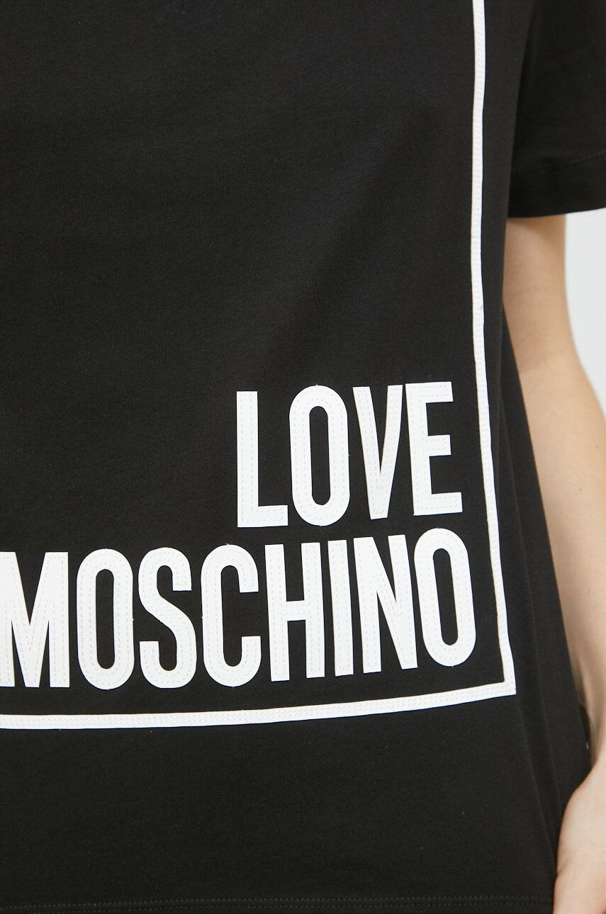 Love Moschino Bavlnené tričko čierna farba - Pepit.sk