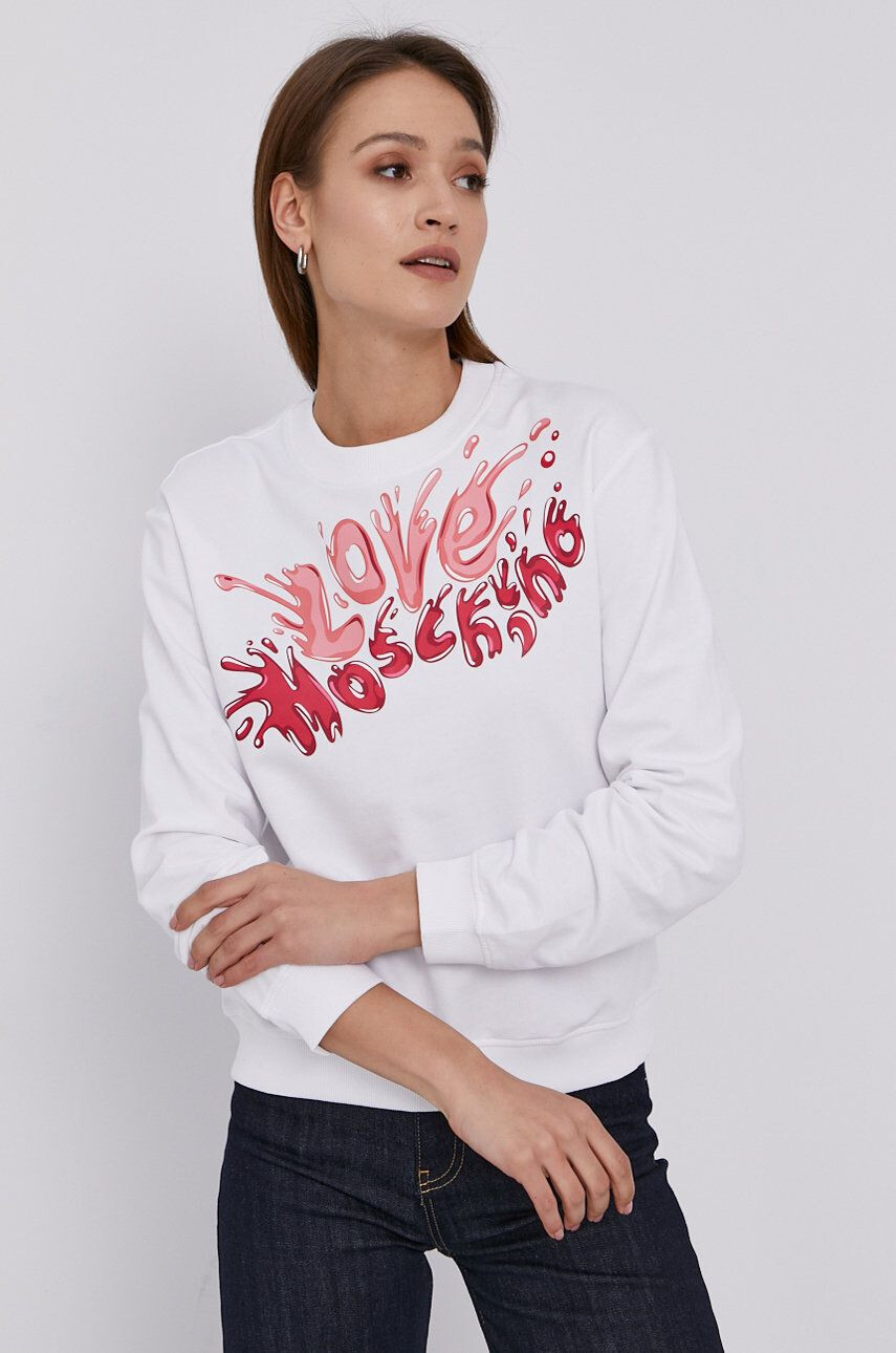 Love Moschino Bavlnená blúzka dámska biela farba s potlačou - Pepit.sk