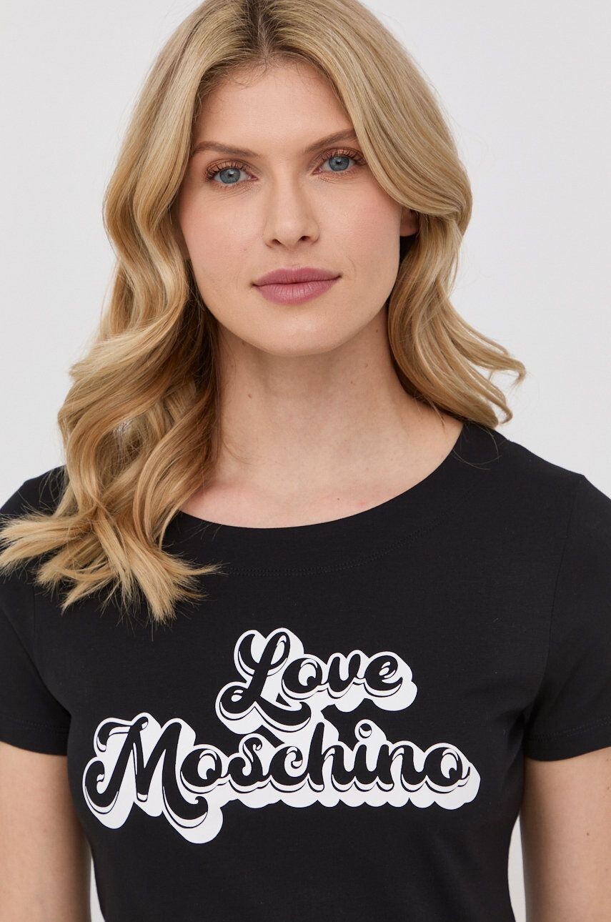 Love Moschino Bavlnené šaty čierna farba mini rovný strih - Pepit.sk