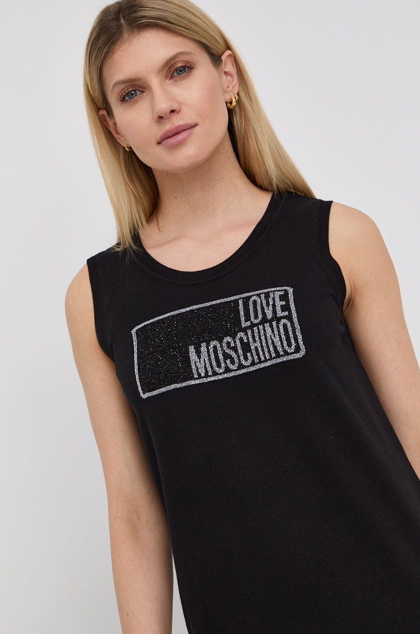 Love Moschino Bavlnené šaty oranžová farba mini rovný strih - Pepit.sk