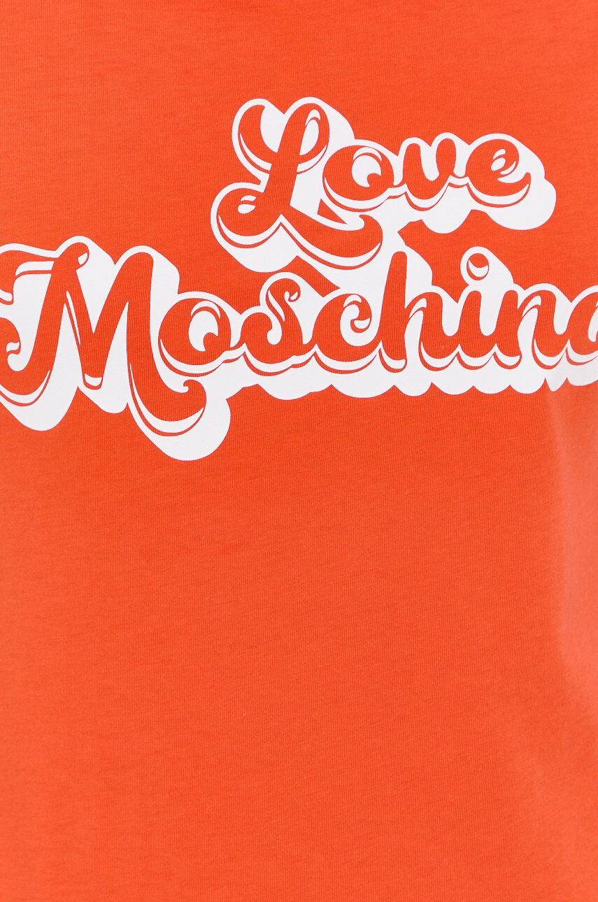 Love Moschino Bavlnené tričko oranžová farba - Pepit.sk