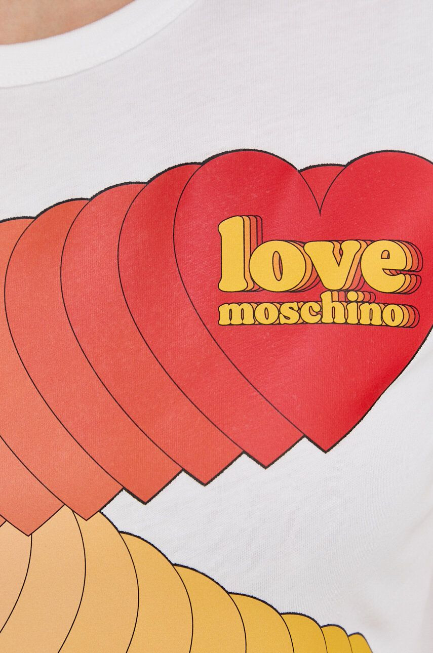 Love Moschino Bavlnené tričko biela farba - Pepit.sk