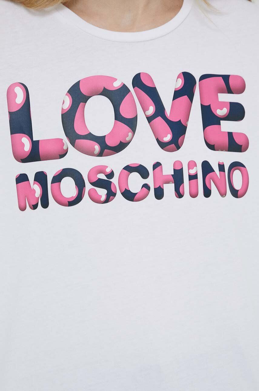 Love Moschino Bavlnené tričko biela farba - Pepit.sk