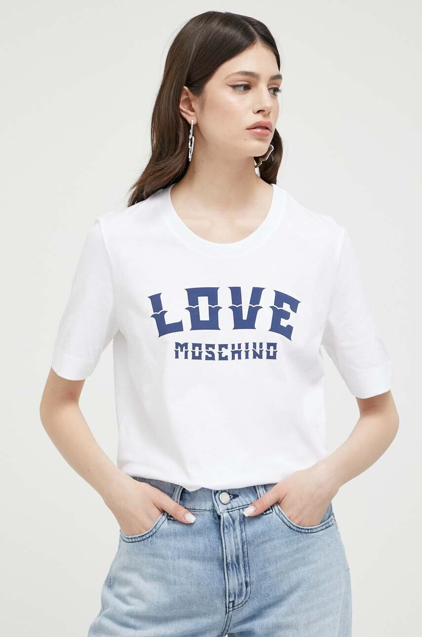 Love Moschino Bavlnené tričko biela farba - Pepit.sk