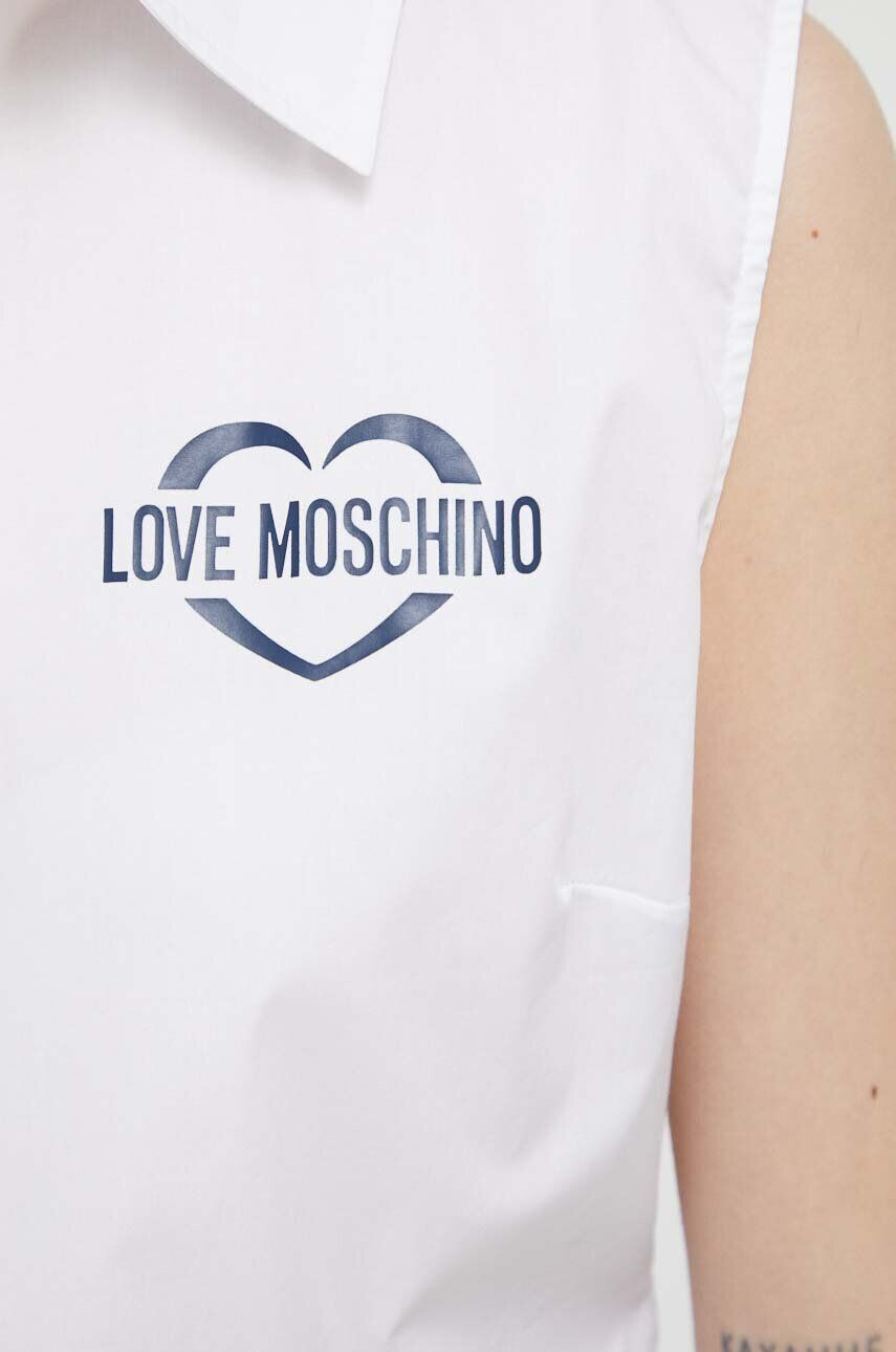 Love Moschino Košeľa dámska biela farba regular s klasickým golierom - Pepit.sk