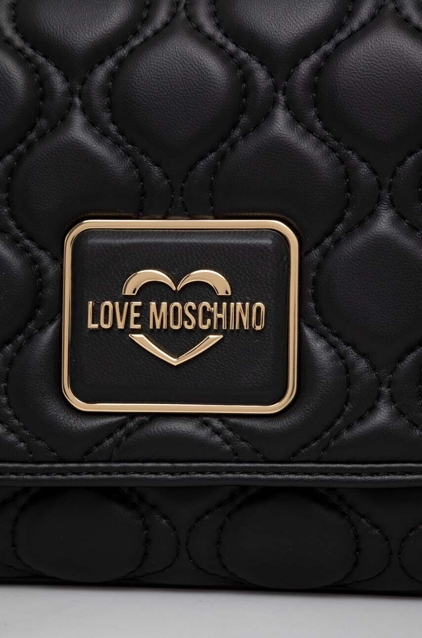 Love Moschino Kožená kabelka čierna farba - Pepit.sk