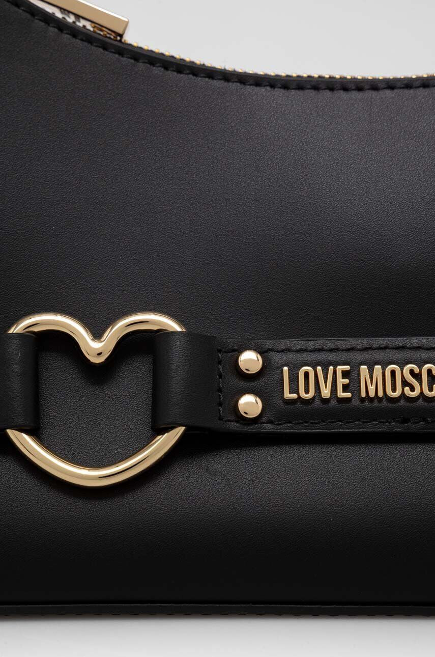 Love Moschino Kožená kabelka čierna farba - Pepit.sk