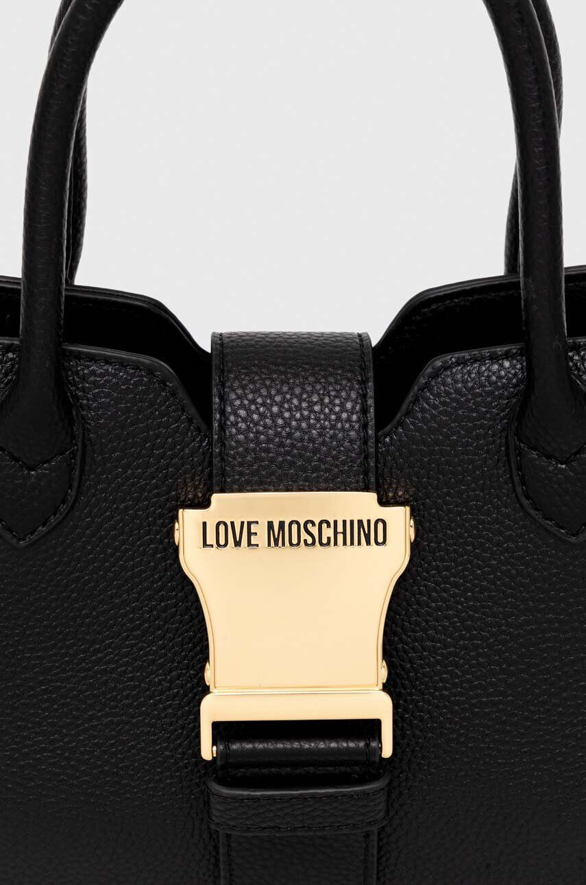 Love Moschino Kožená kabelka čierna farba - Pepit.sk